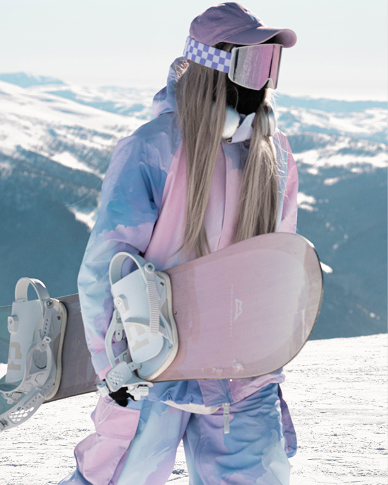 Ski Wear Pink&Purple Snow Jacket&Pants Suit -Women&