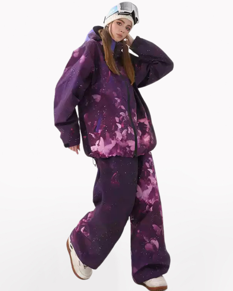 Ski Wear Purple Butterfly Snow Suit -Unisex