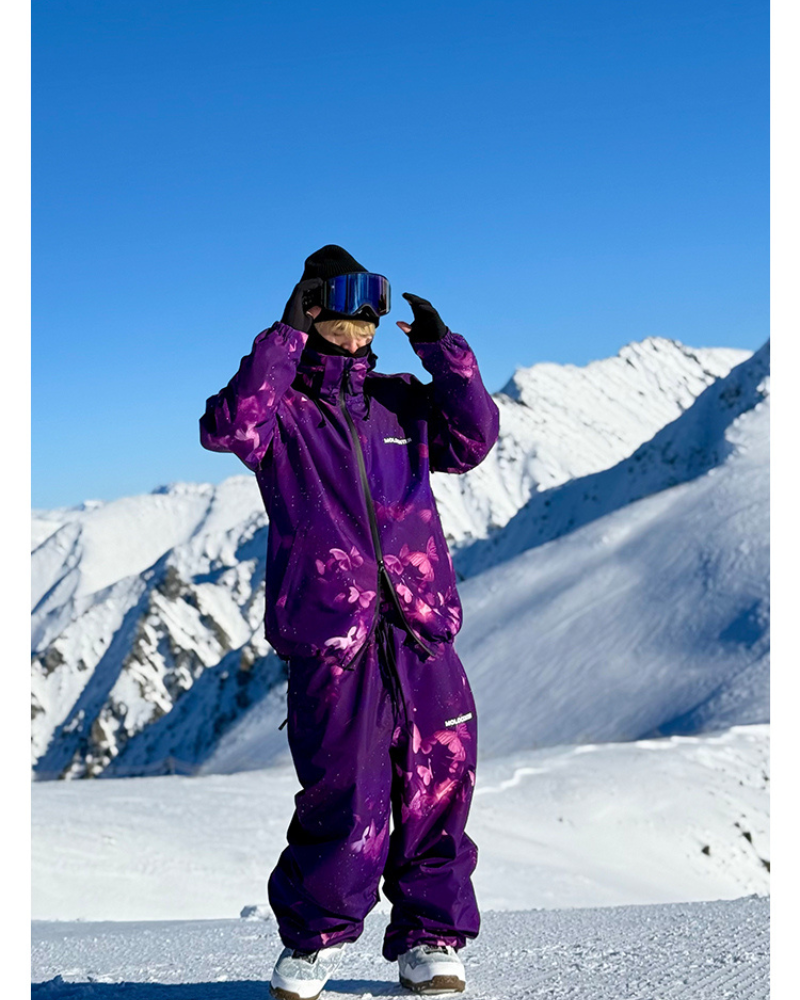 Ski Wear Purple Butterfly Snow Suit -Unisex
