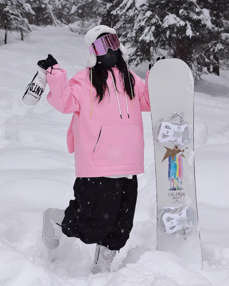 Ski Wear Bunny Ear Waterproof Loose-Fit Ski Hoodie - Women&