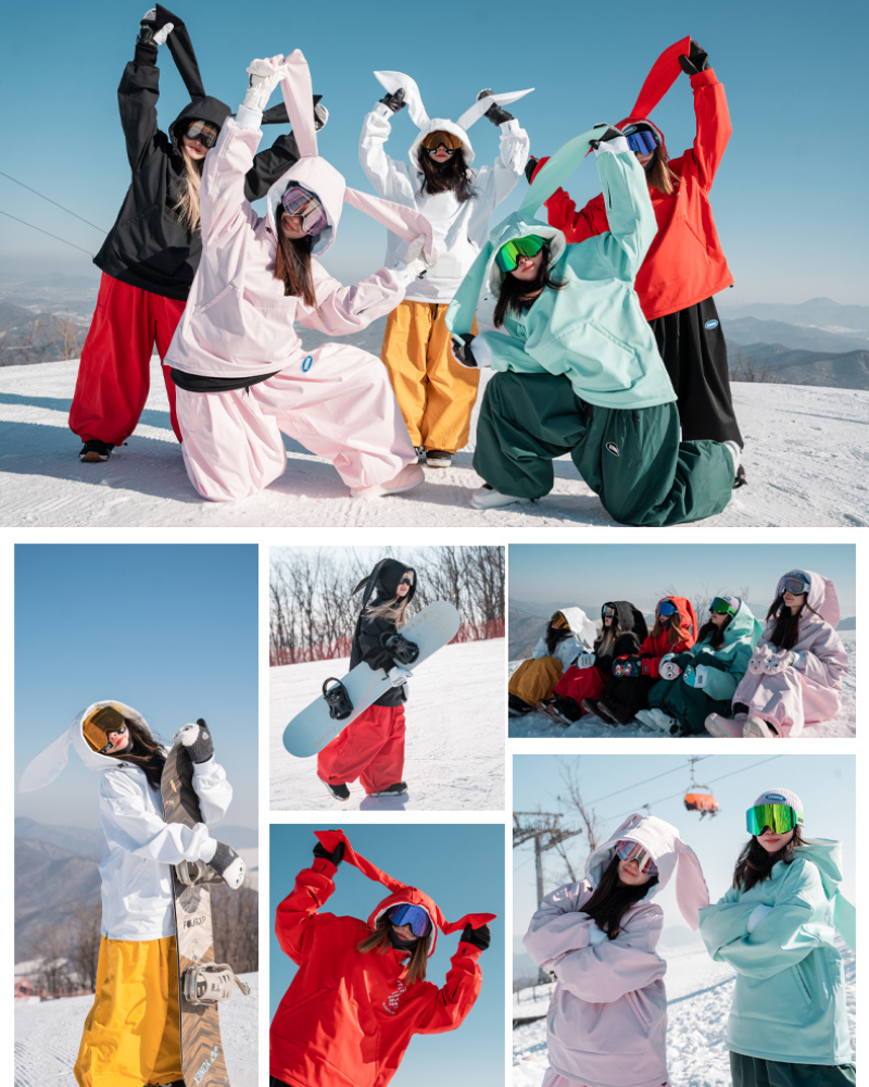 Ski Wear Waterproof Snow Bunny Hoodie -Unisex