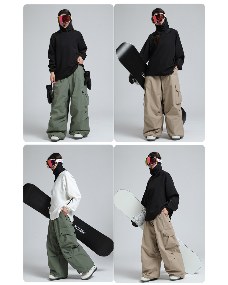 Ski Wear Snowboard Gear Baggy Cargo Snow Pants -Unisex