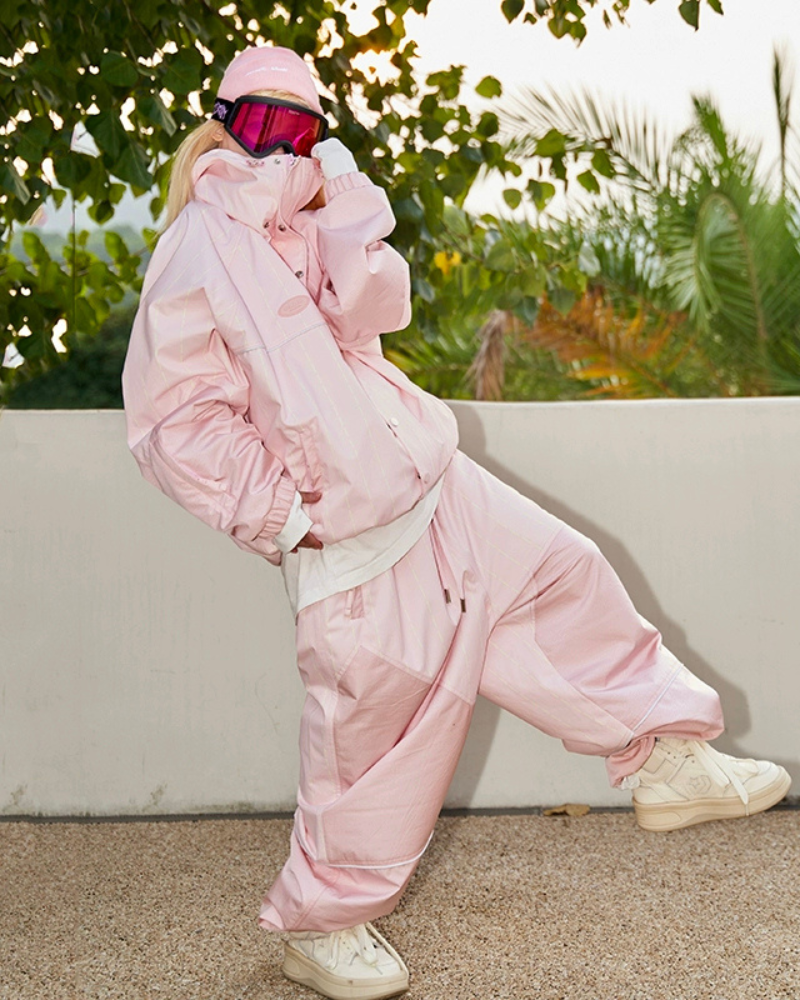 Ski Wear Snowboard Pink Snow Jacket&Pants Suit - Women&