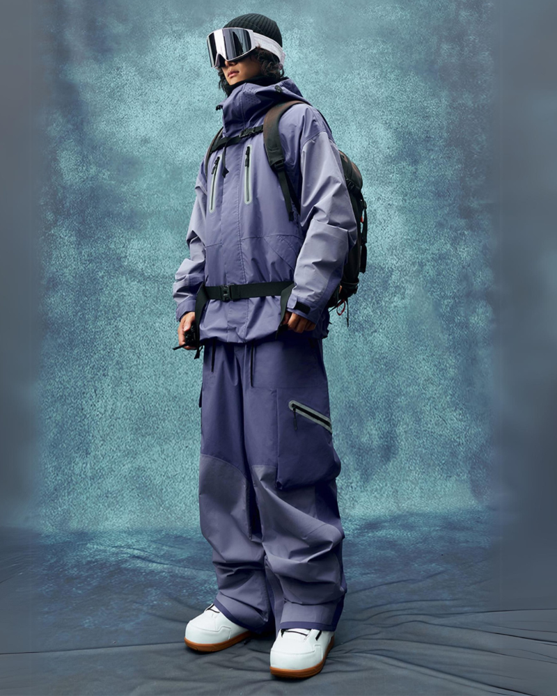 Ski Wear Color Block Snow Jacket&Pants Suit -Unisex