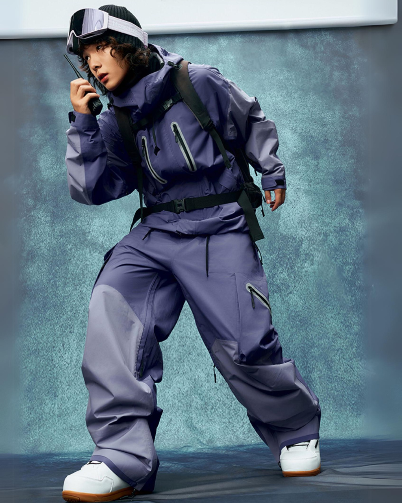 Ski Wear Color Block Snow Jacket&Pants Suit -Unisex