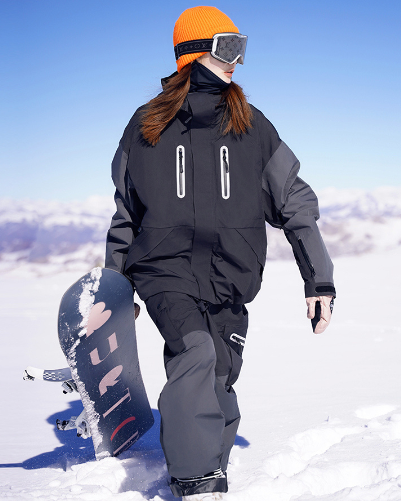 Ski Wear Color Block Snow Jacket&Pants Suit -Unisex