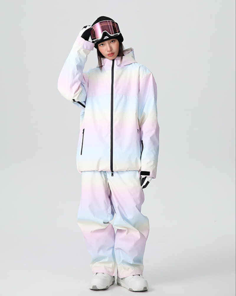 Ski Wear Rainbow Colors Snow Jacket&Pants Suit - Women&