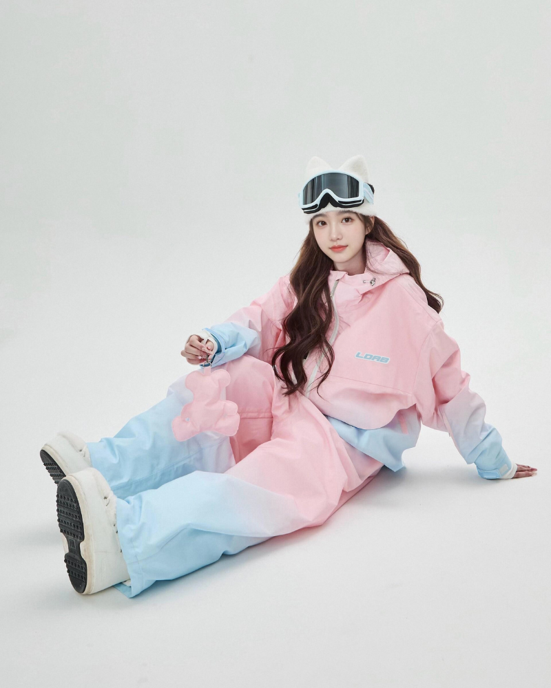 Ski Wear Waterproof Colorblock Ski & Snowboard Suit -Women&