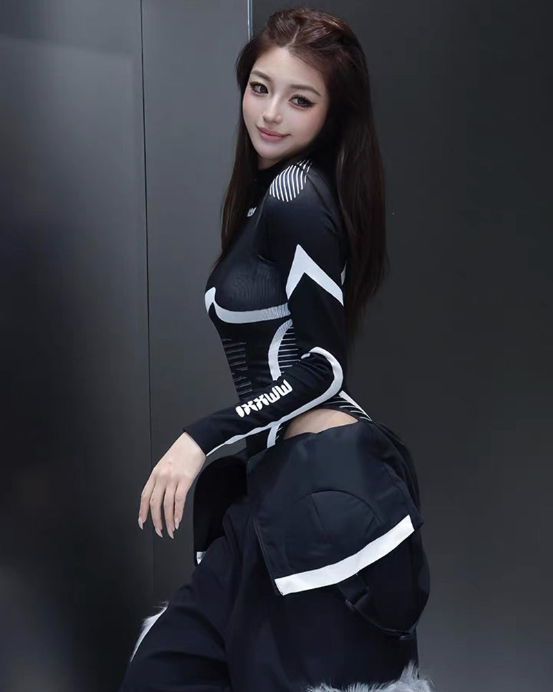 Ski Wear Moisture-Wicking Bodysuit and Leggings Set -Women&