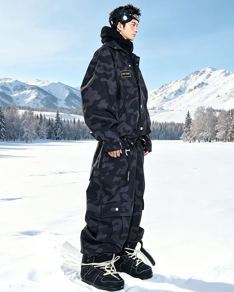 Ski Wear 3L Thickened Ski Jacket & Camo Snow Pants Set -Unisex (Single Unit Available)