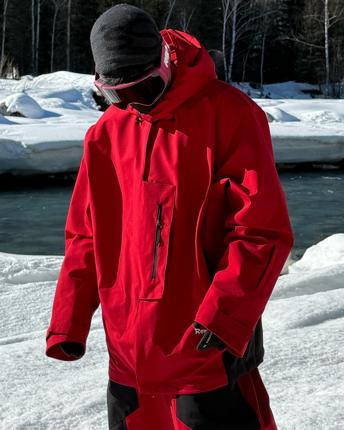 Ski Wear 3L Waterproof Red Colorblock Insulated Snow Suit - Unisex