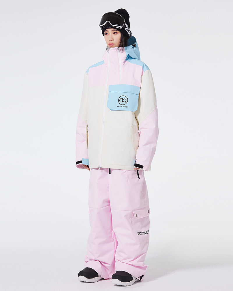 Ski Wear Waterproof Cargo Snow Jacket&Bibs Suit -Unisex