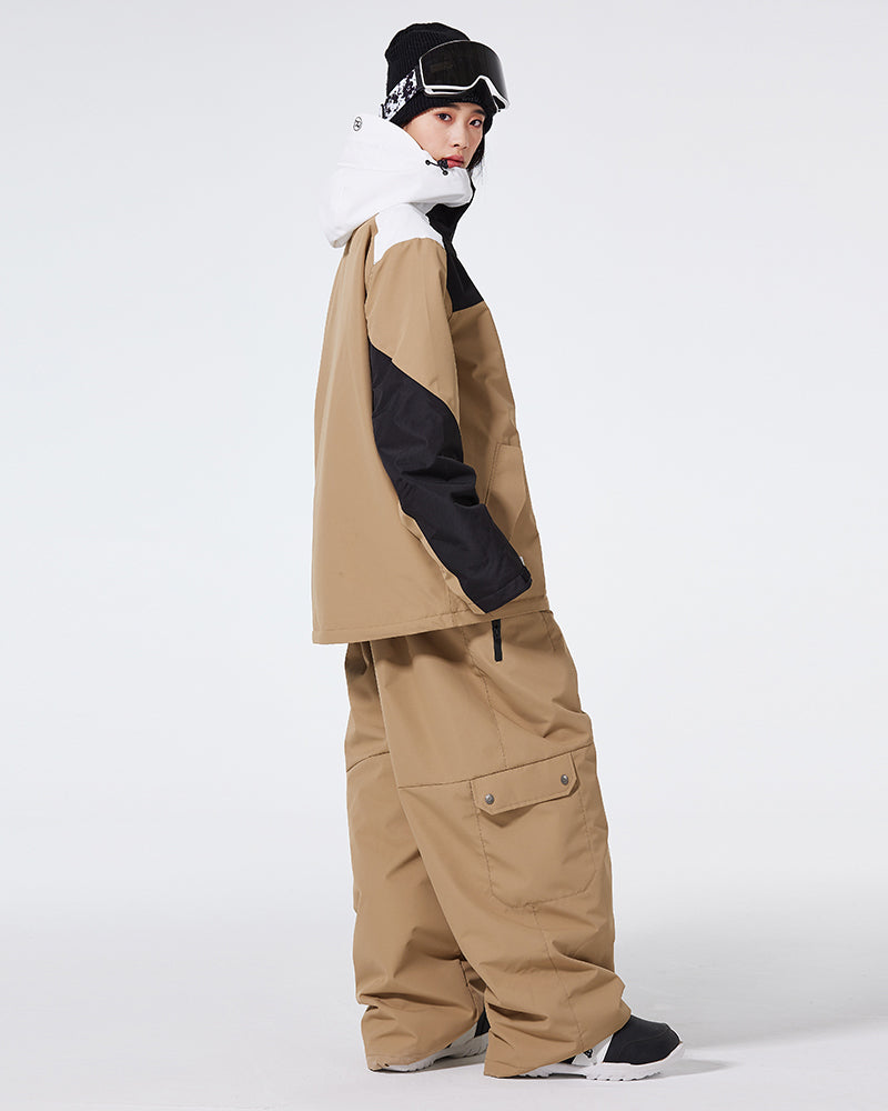 Ski Wear Waterproof Cargo Snow Jacket&Bibs Suit -Unisex