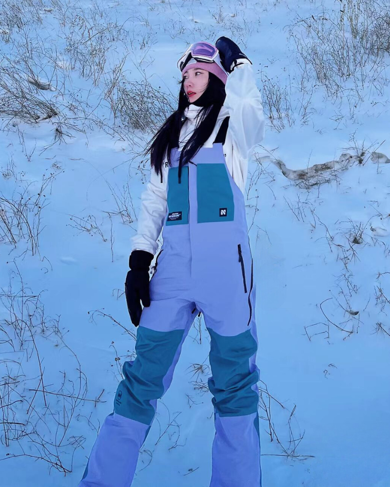 Ski Wear Snowboarding Color Block Ski Bibs -Unisex