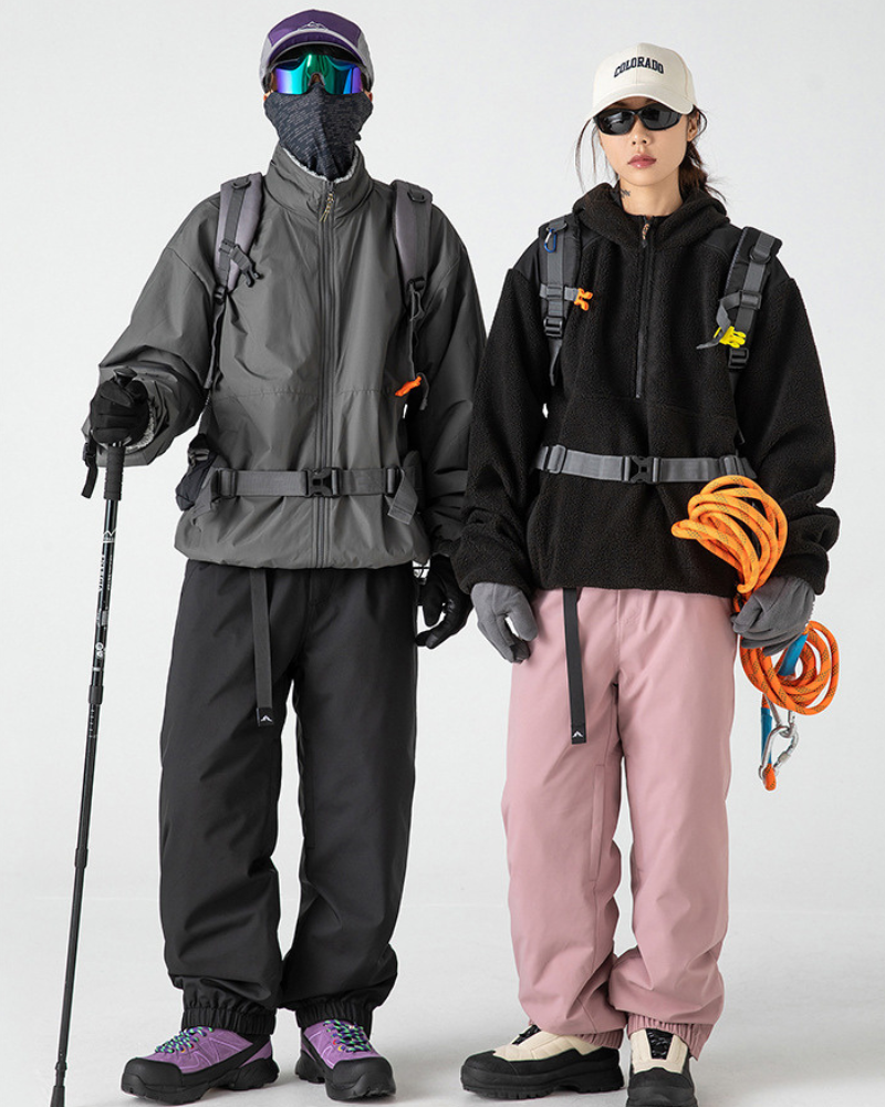 Winter Outdoor Fleece-Lined Hardshell Down Hiking|Ski Pants