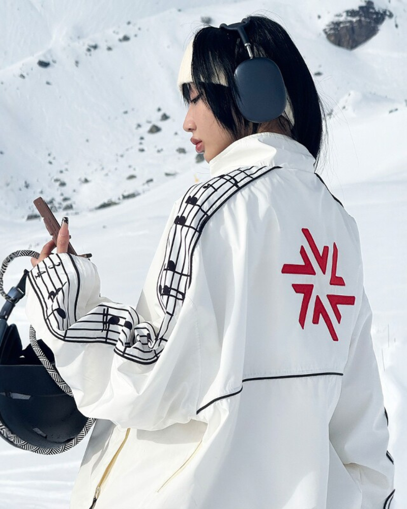 Ski Wear Music Warm Waterproof White Ski Suit -Unisex (Single Unit Available)