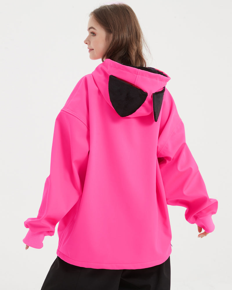 Ski Wear Outdoor Cat Ear Warm Hoodie - Women&