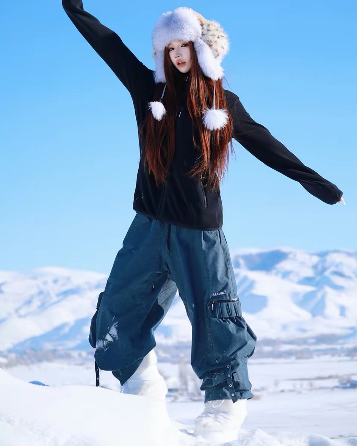 Ski Wear Unisex 3L Waterproof Fleece-Lined Freeride Snow Pants