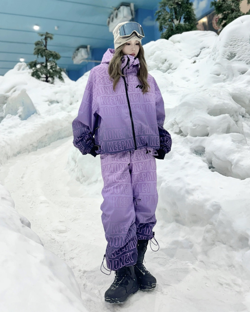 Ski Wear All Letters Thick Snow Suit -Unisex