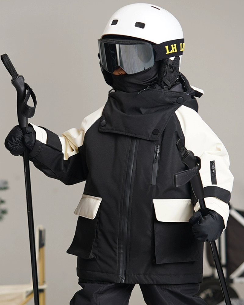 Ski Wear Frog Color Block Kids Jacket&Bibs Snow Suit (Single Unit Available)