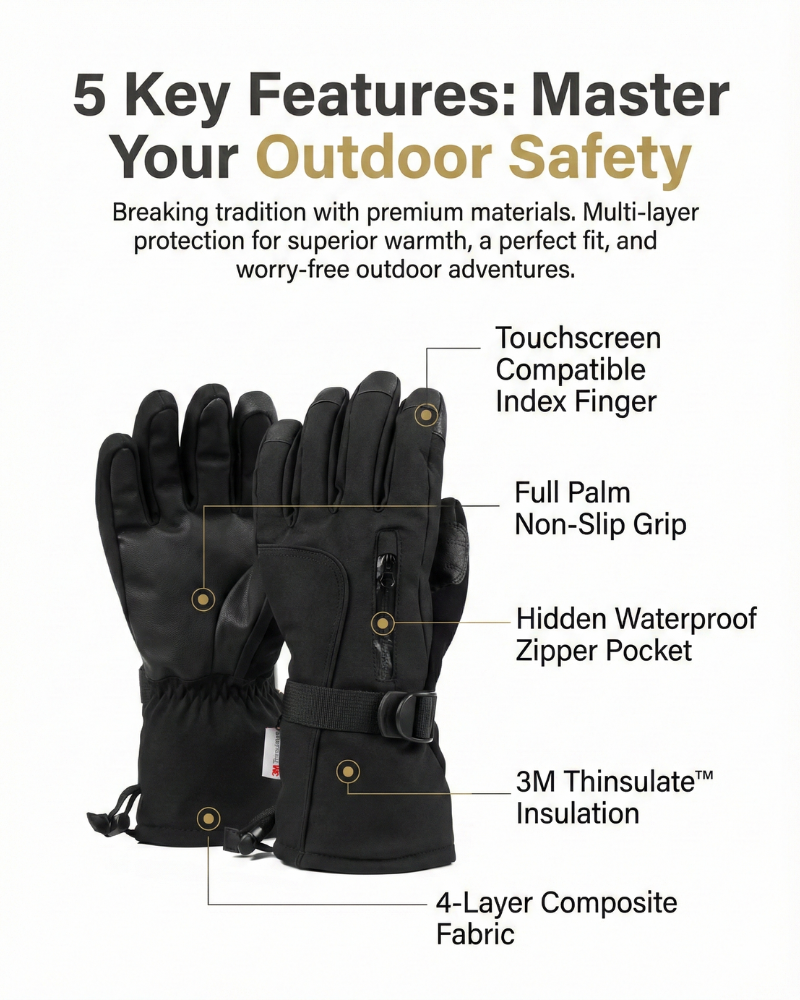 Ski Wear Insulated Thick Outdoor Ski Gloves