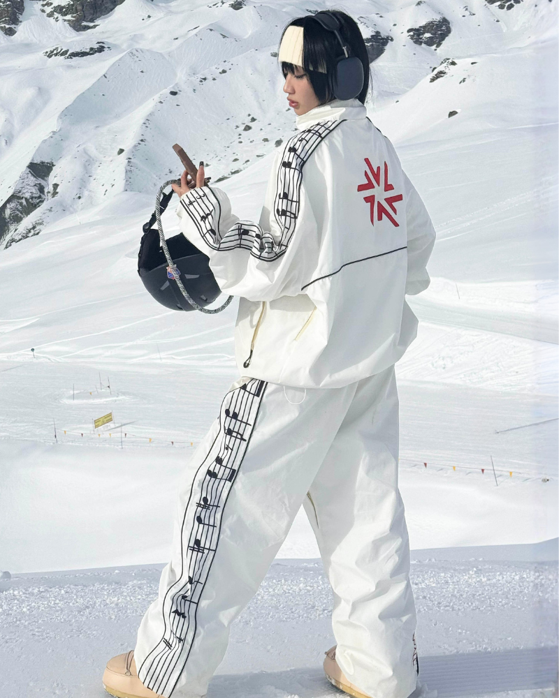 Ski Wear Music Warm Waterproof White Ski Suit -Unisex (Single Unit Available)