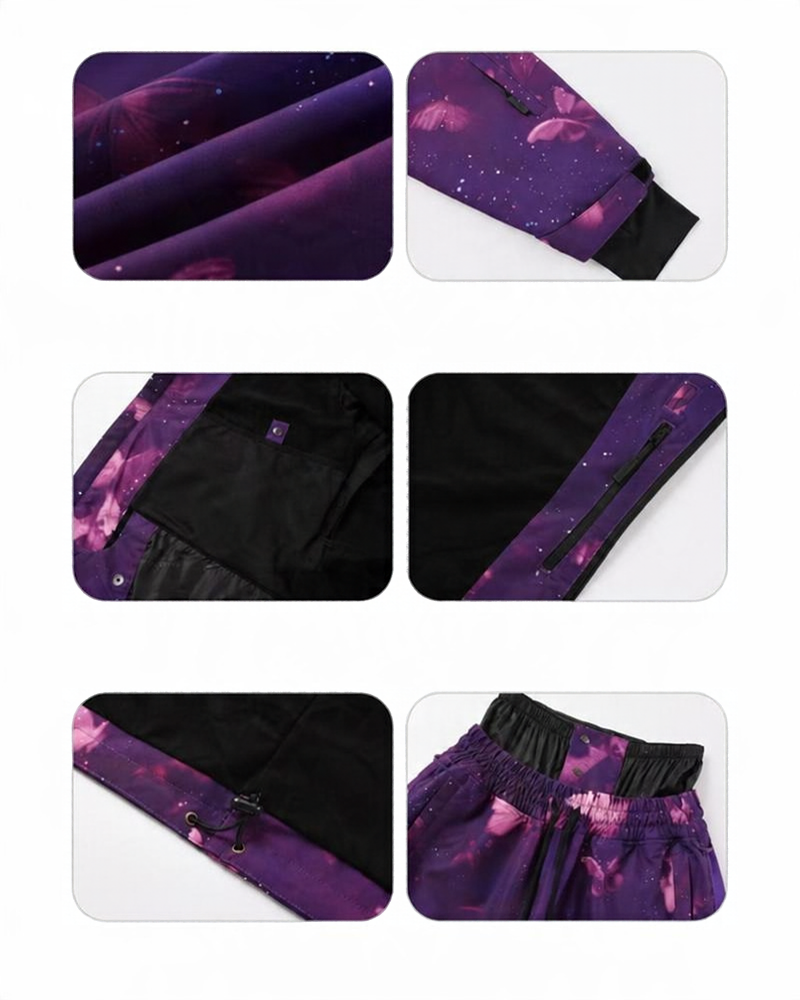 Ski Wear Purple Butterfly Snow Suit -Unisex