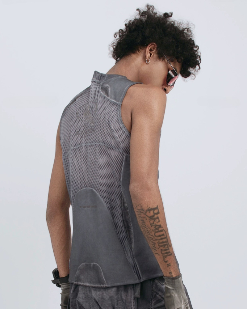 Steampunk-Inspired Wasteland Distressed Sleeveless T-Shirt