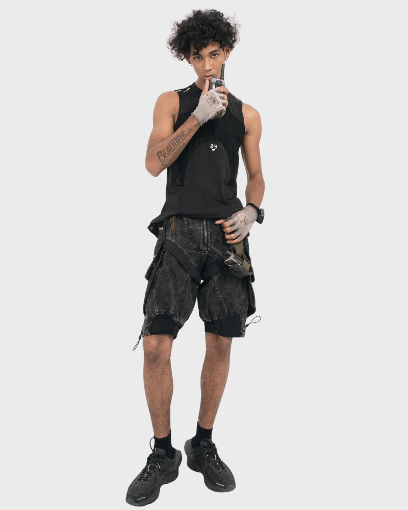 Steampunk-Inspired Wasteland Distressed Sleeveless T-Shirt