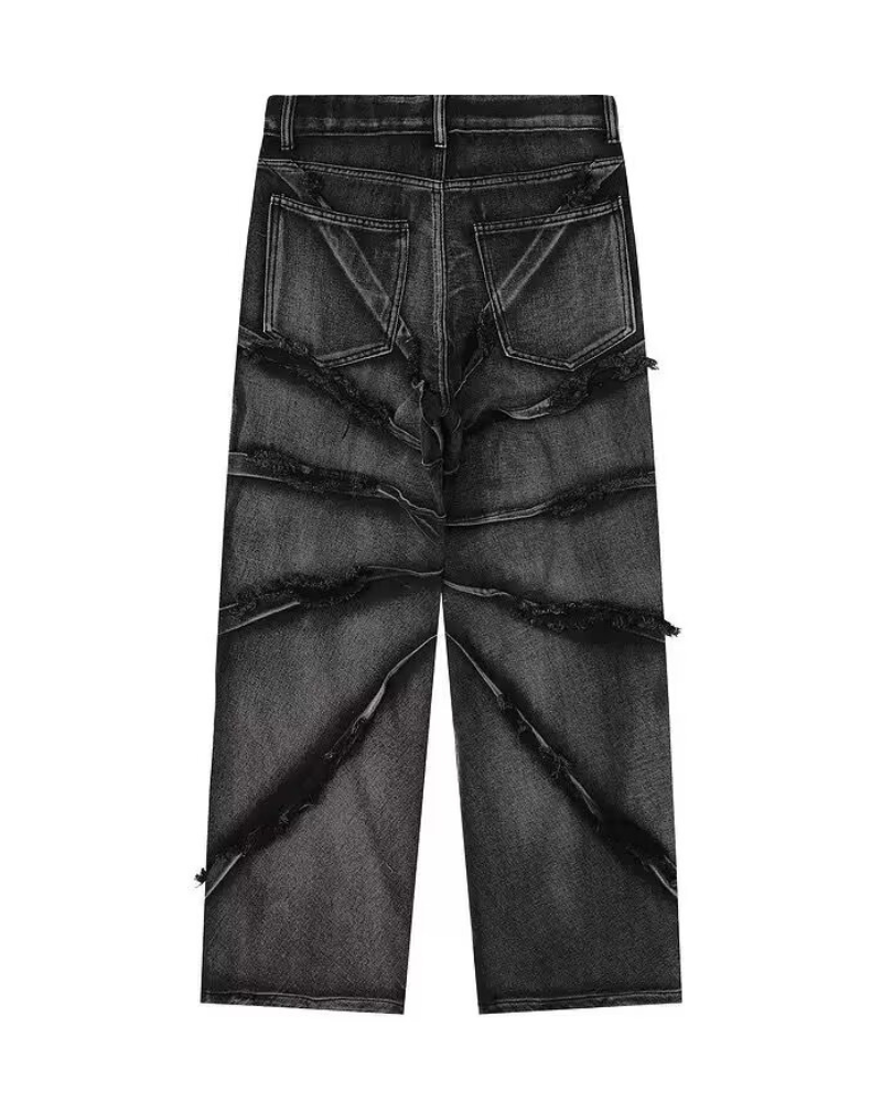 Street Black Raw Edge Y2K Baggy Jeans