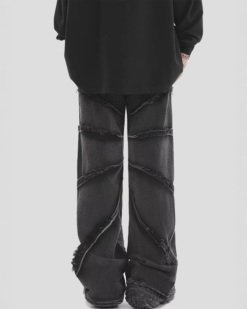 Street Black Raw Edge Y2K Baggy Jeans