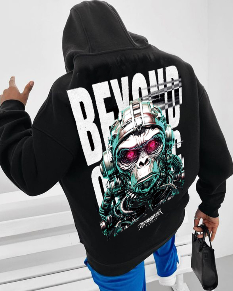 Street Hip-Hop Heavyweight Cotton Printed Hoodie