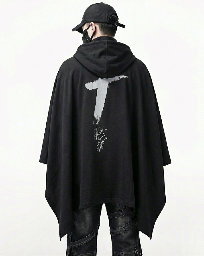 Street Oversized Hooded Batwing Cape Coat