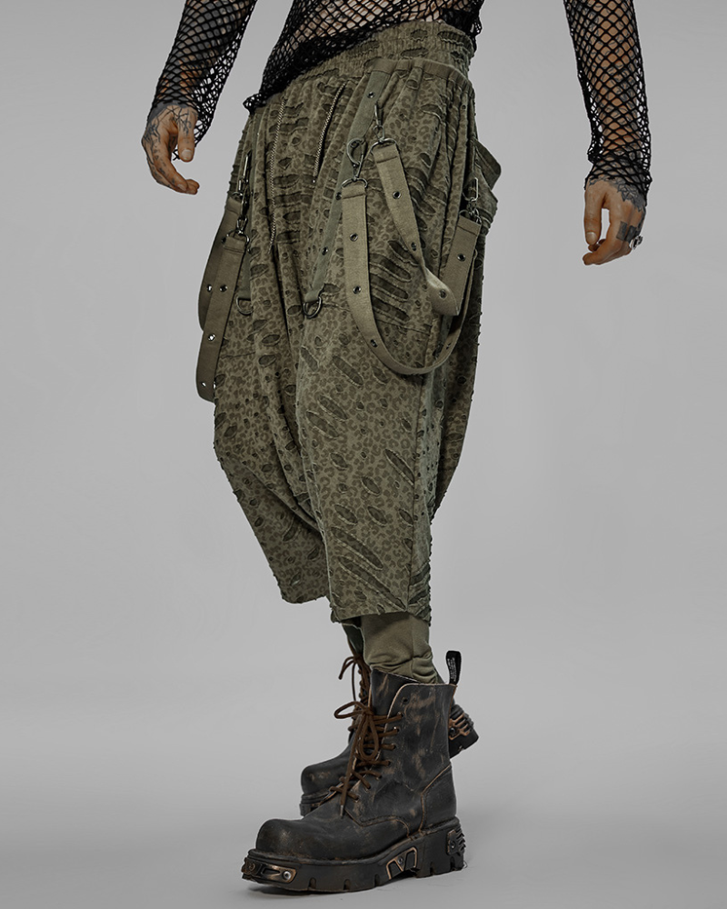 Street Punk Ripped Hakama Pants