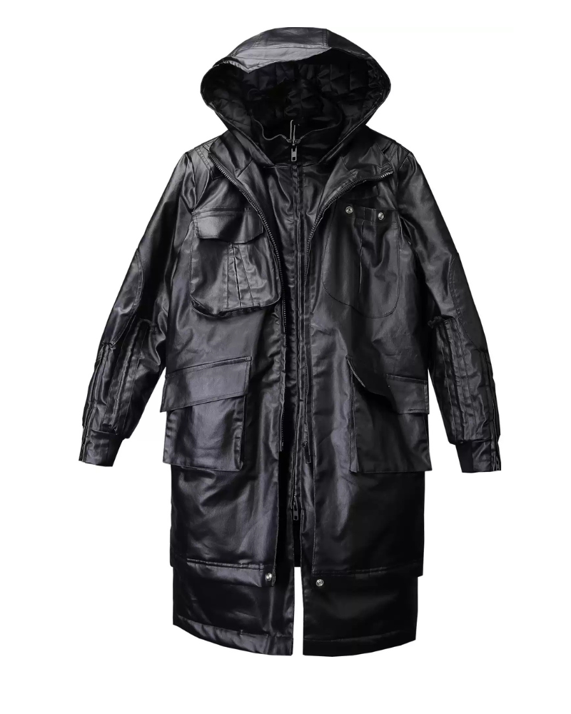 Street Shadowed Vintage Faux-Layer Tech Parka Jacket