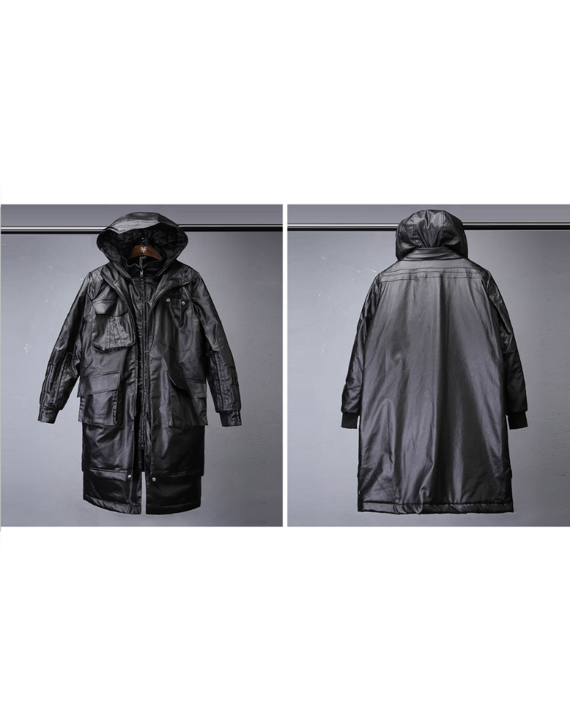 Street Shadowed Vintage Faux-Layer Tech Parka Jacket