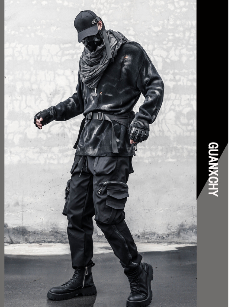 Street-Style Washed Tie-Dye Distressed Sweater