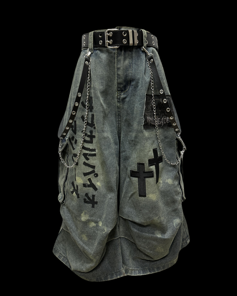 Street Washed Chains Denim Shorts | Baggy Jorts