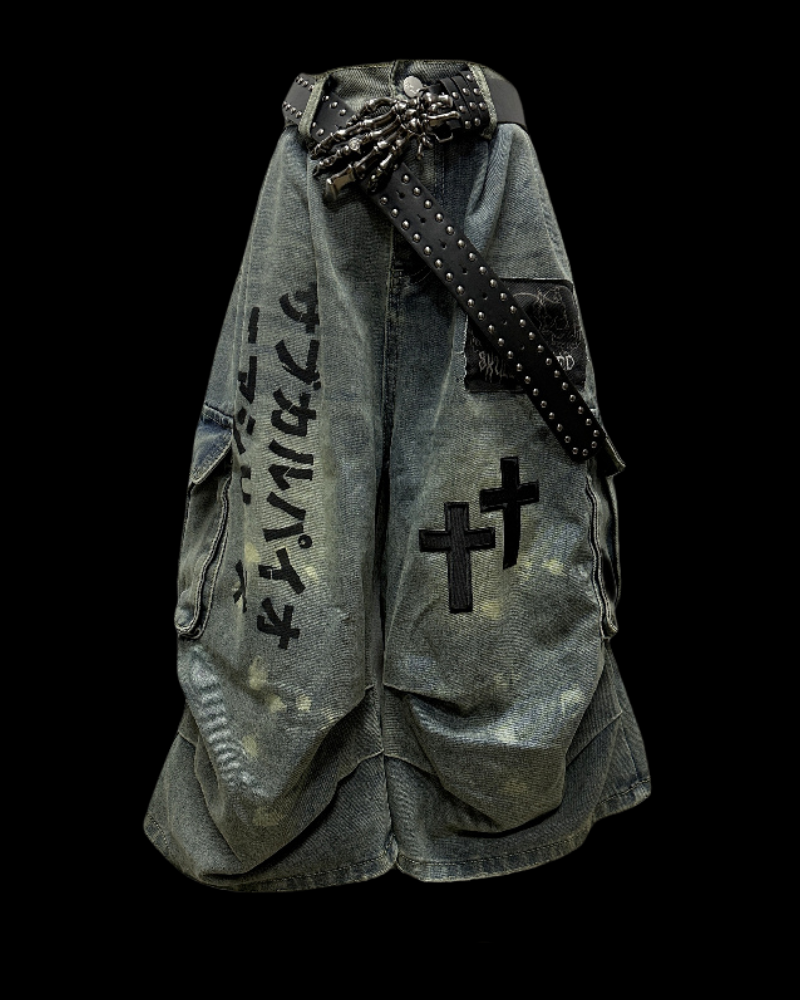 Street Washed Chains Denim Shorts | Baggy Jorts