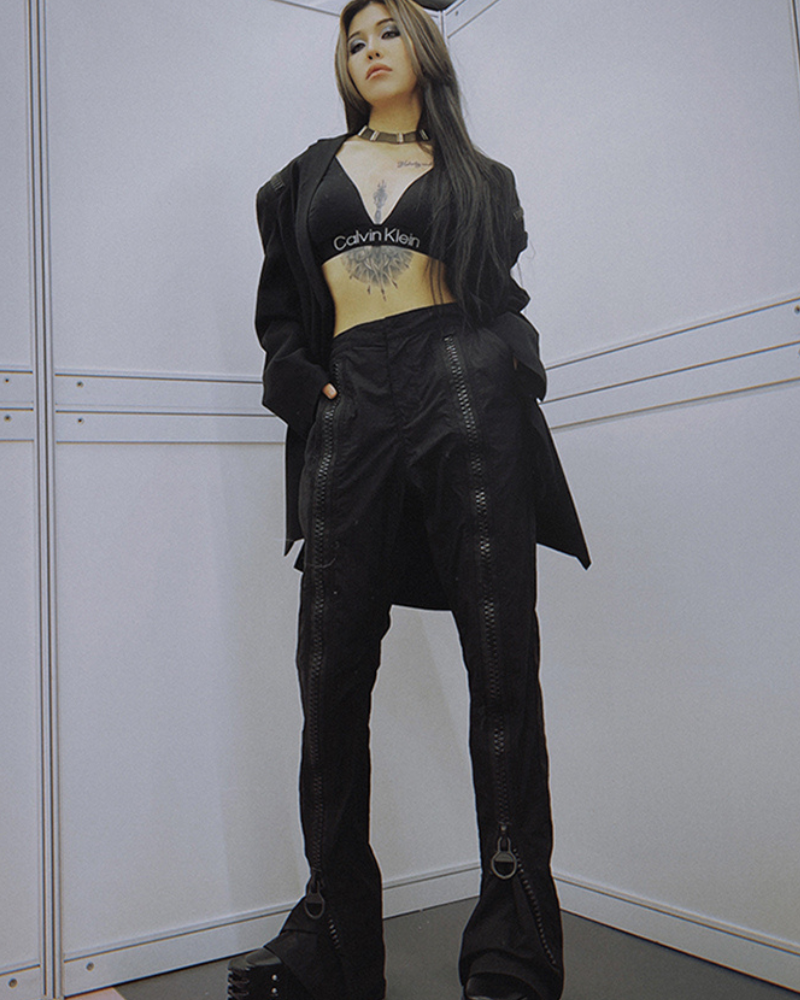 Opium Style Street Y2K Fashion Zipper Flared Pants