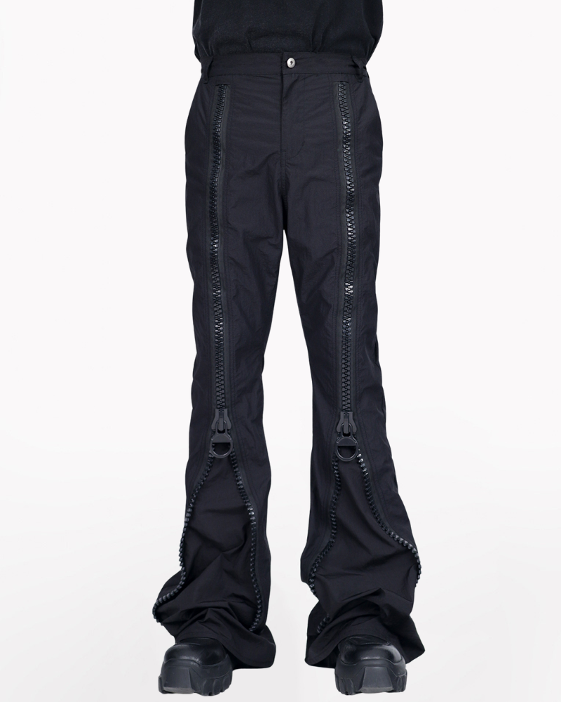 Opium Style Street Y2K Fashion Zipper Flared Pants