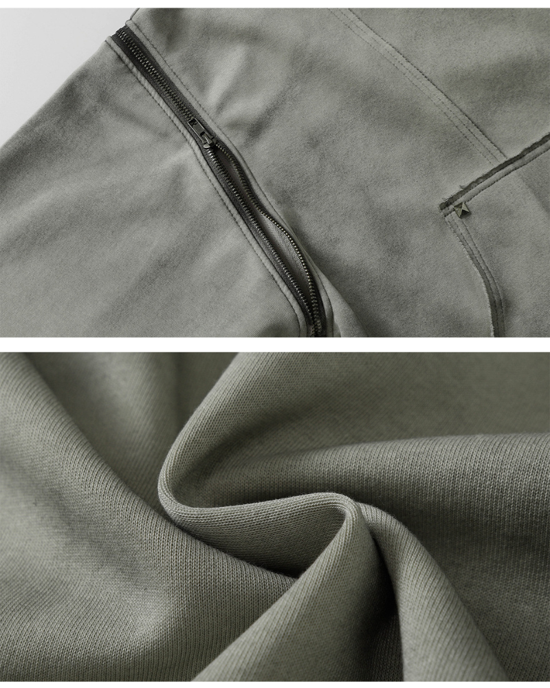 Street Style Washed “Dirty-Dye” Zip-Up Hoodie Jacket