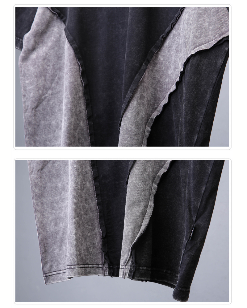 Street Wasteland-style Distressed Patchwork T-Shirt