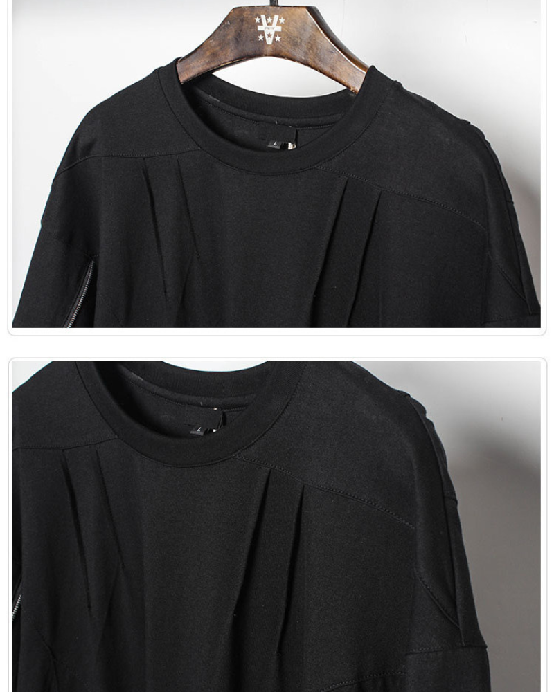 Street Oversized Multi-Zipper Cotton T-Shirt