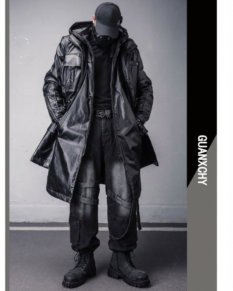 Street Shadowed Vintage Faux-Layer Tech Parka Jacket