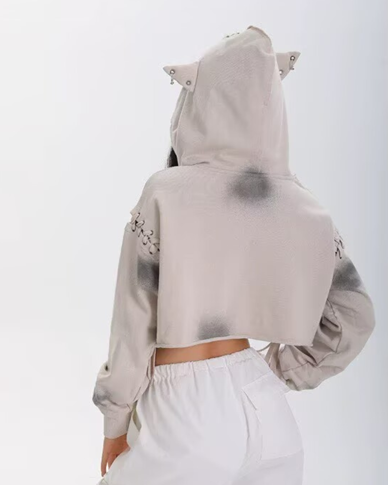 Street Subculture Cat Ear Women’s Cropped Hoodie