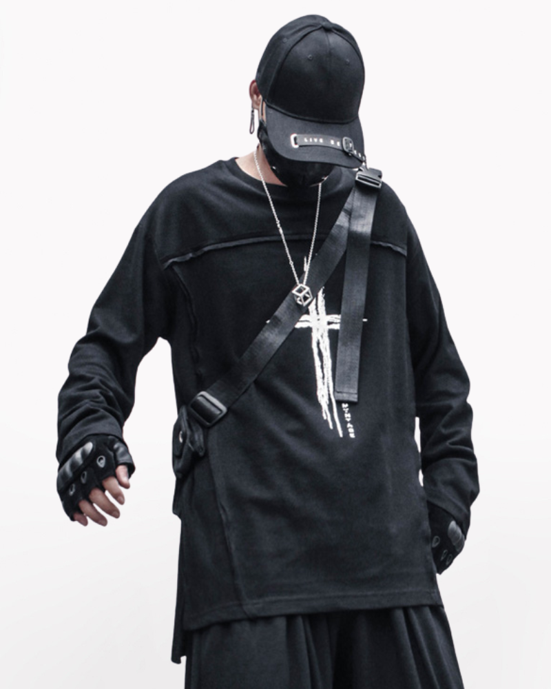 Streetwear Cross Print Sweatshirt