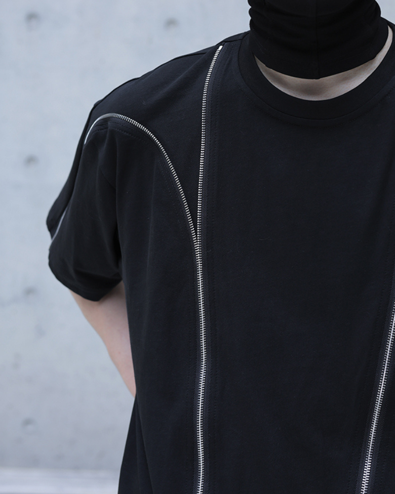 Opium Style Streetwear Deconstructed Zipper-Panel T-Shirt