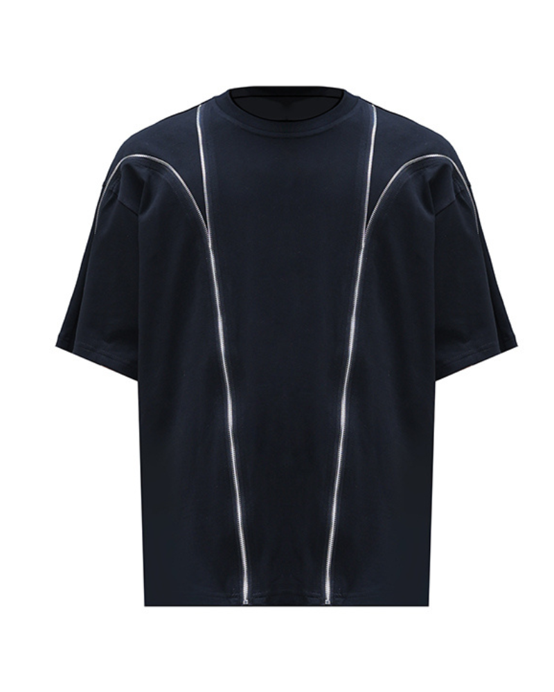 Opium Style Streetwear Deconstructed Zipper-Panel T-Shirt