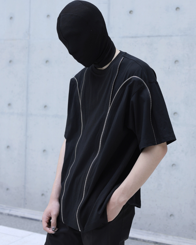 Opium Style Streetwear Deconstructed Zipper-Panel T-Shirt